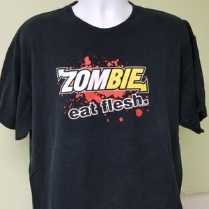 Men's XL T-Shirt - "Zombie Eat Flesh" - Subway Fun
